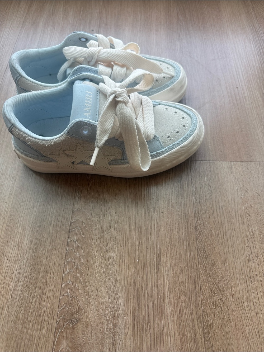 AMIRI Kids Cream & Light Blue Star Sneakers
